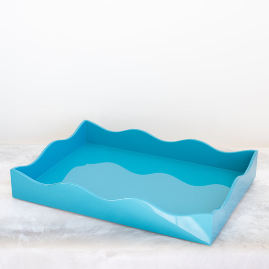 Medium Belles Rives Lacquer Tray - Splash Blue