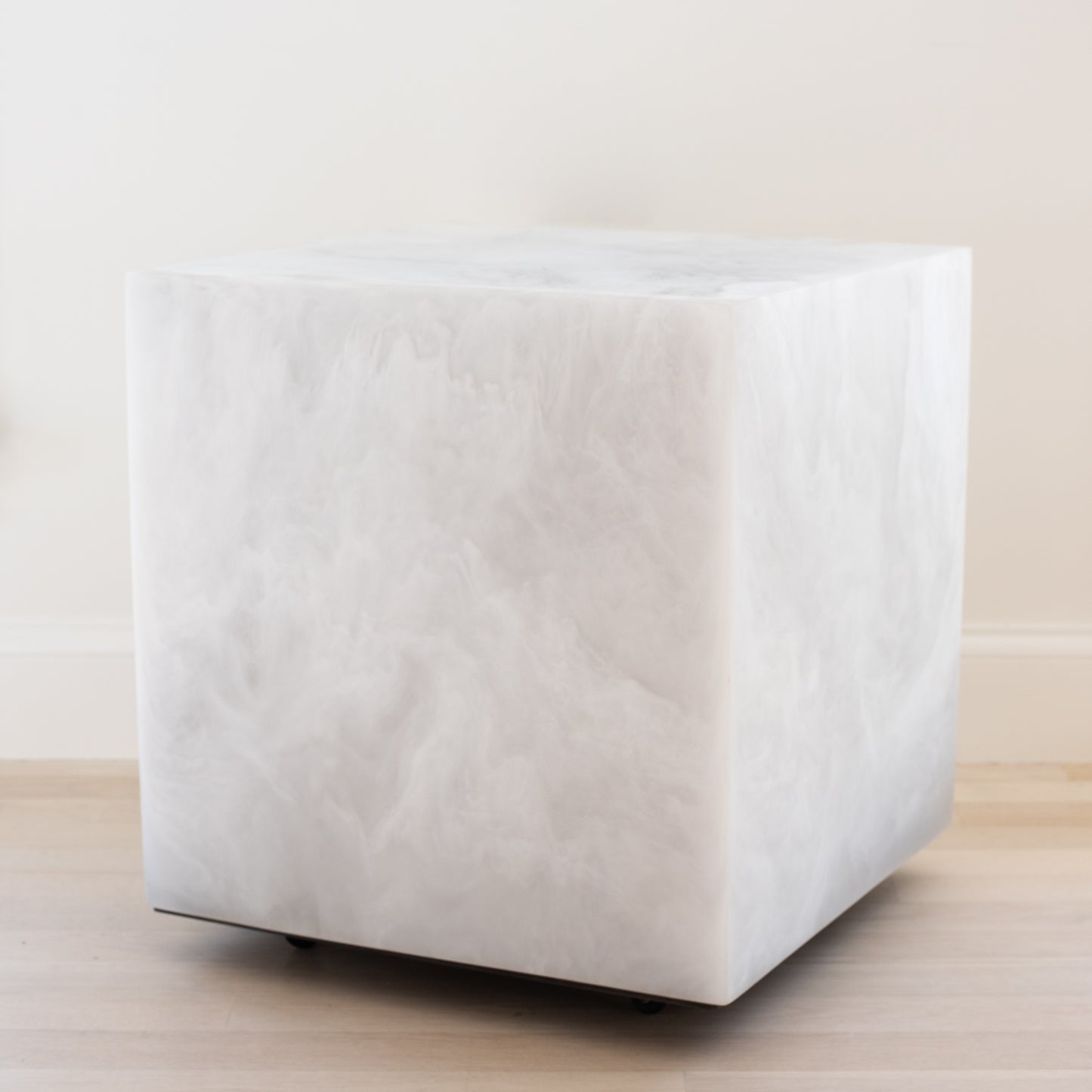 Chief Cube Side Table in White Marble Resin