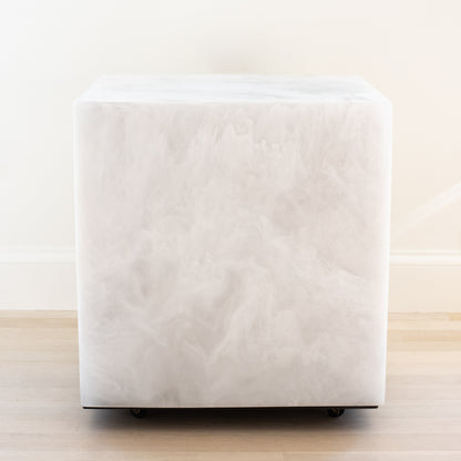 Chief Cube Side Table in White Marble Resin