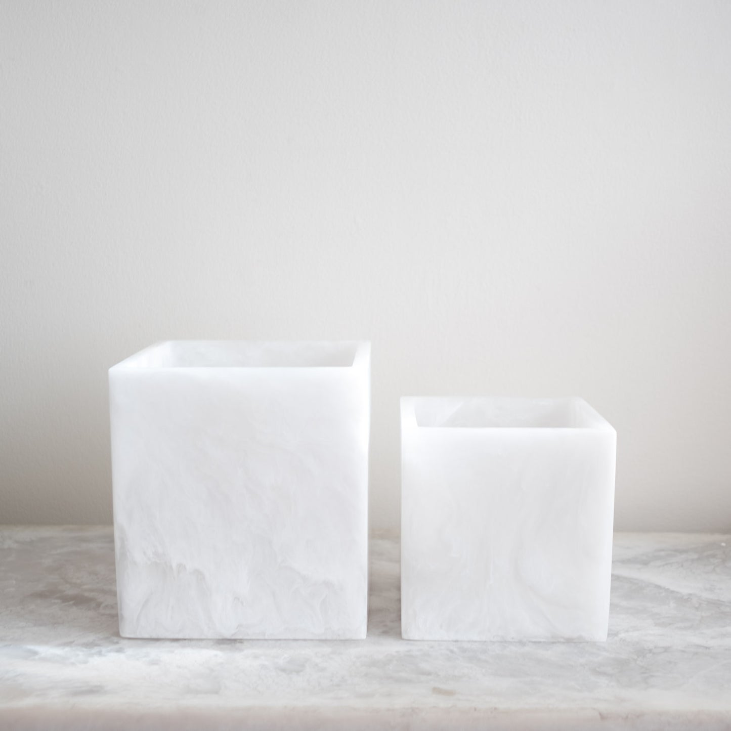 Whistler Square Vase - White Marble
