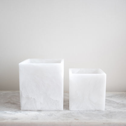 Whistler Square Vase - White Marble