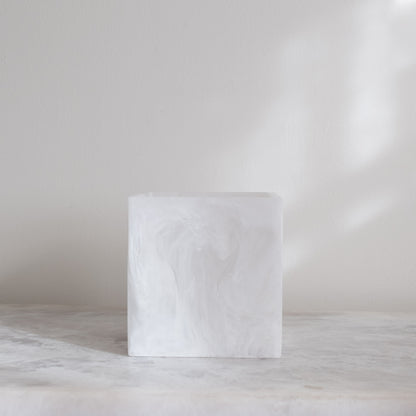 Whistler Square Vase - White Marble